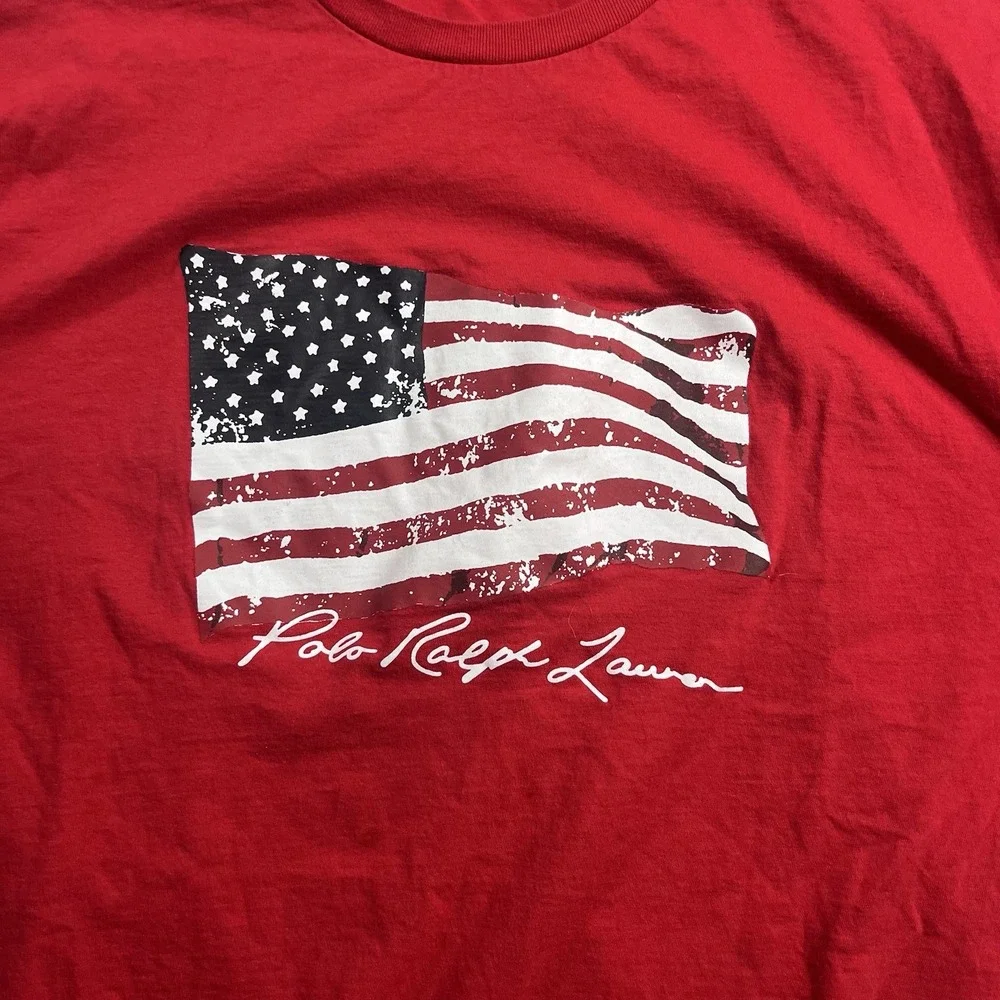 Polo Ralph Lauren Classic Fit American Flag Jersey T-Shirt Size XL‎
